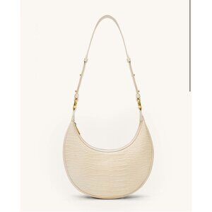 JW Pei Carly Saddle Bag Ivory Croc Vegan Leather Handbag With Box & Dust Bag